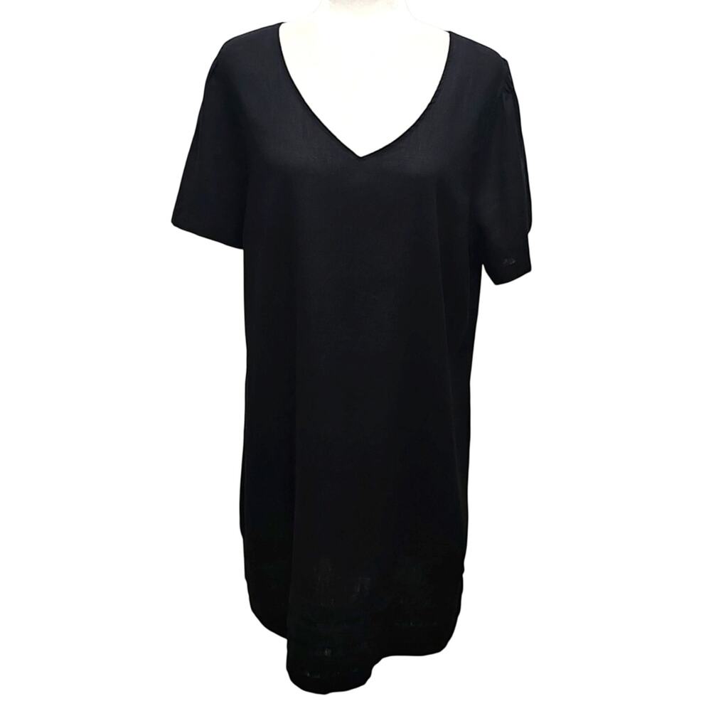 Nicole Miller Original Short Sleeve V-Neck Linen/Viscose Knee Length Dress Sz XL